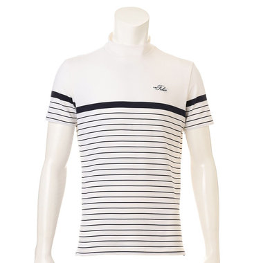 MS STRIPE EMB HIGH NECK SHIRT