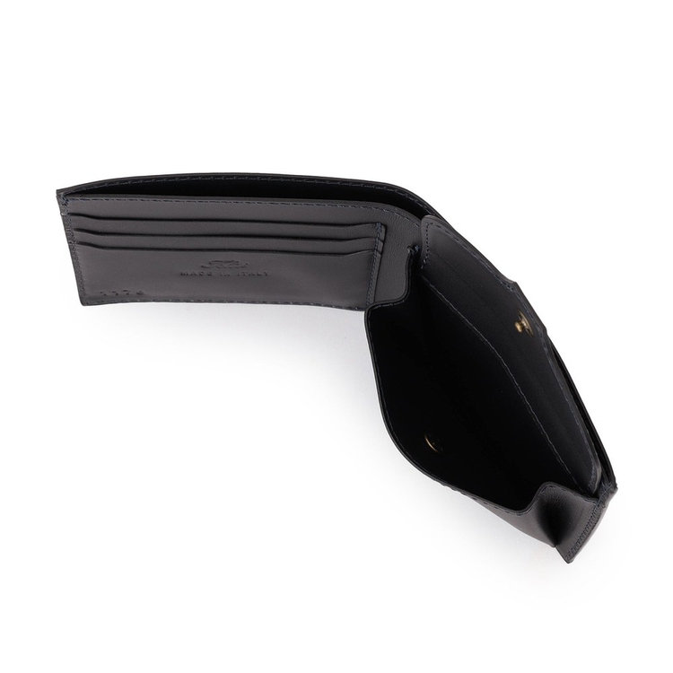 オールインワンタイプの機能性を備えています（フラップ付き小銭入れ、札入れ×1、カードポケット×3）。